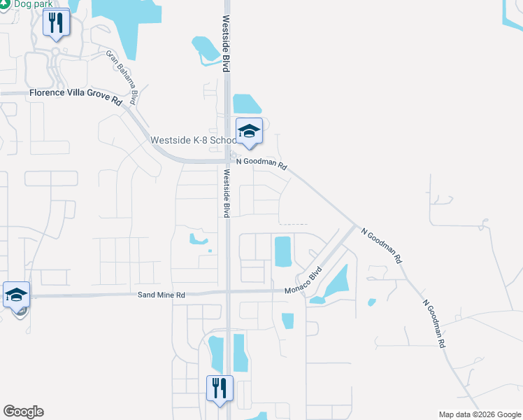 map of restaurants, bars, coffee shops, grocery stores, and more near 8933 Prague Way in Kissimmee