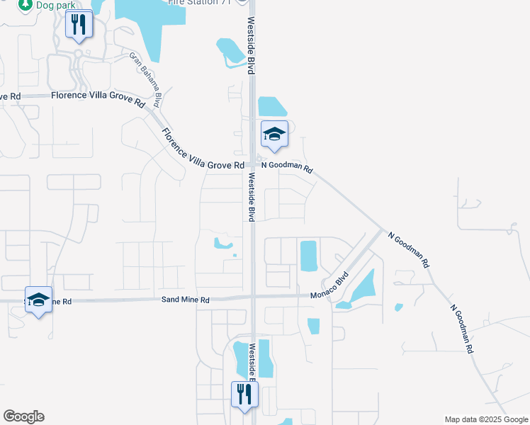 map of restaurants, bars, coffee shops, grocery stores, and more near 2411 Dubai Street in Four Corners