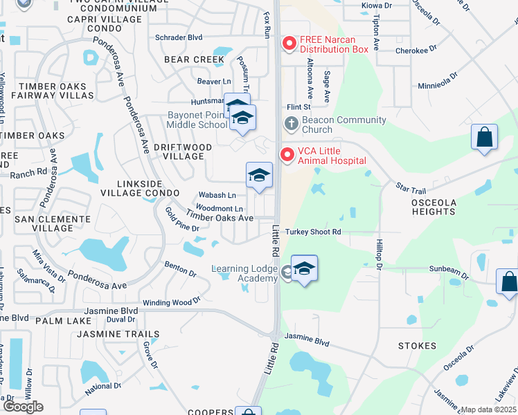 map of restaurants, bars, coffee shops, grocery stores, and more near 8911 Timber Oaks Avenue in Port Richey