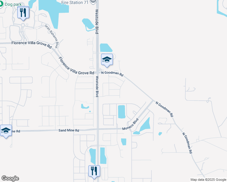 map of restaurants, bars, coffee shops, grocery stores, and more near 8900 Prague Way in Four Corners