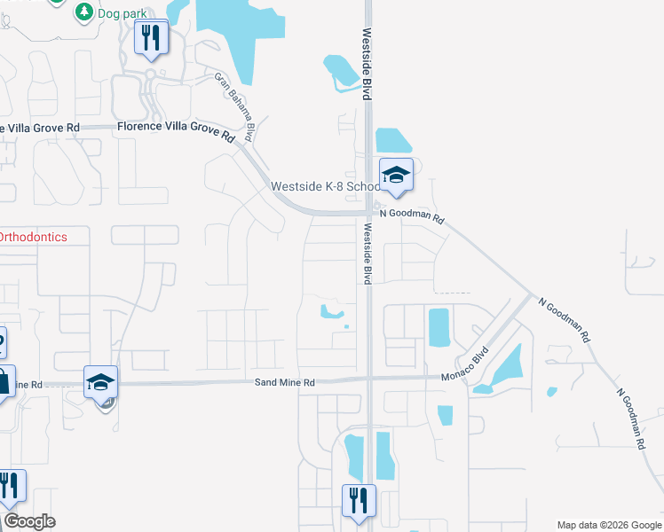 map of restaurants, bars, coffee shops, grocery stores, and more near 9037 Tuscan Cypress Street in Davenport