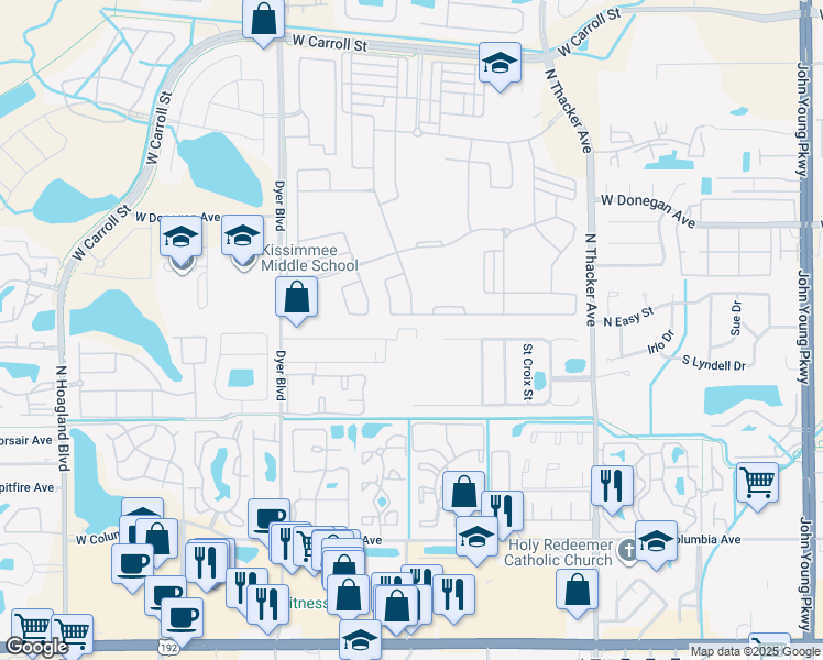 map of restaurants, bars, coffee shops, grocery stores, and more near 2820 Avian Loop in Kissimmee