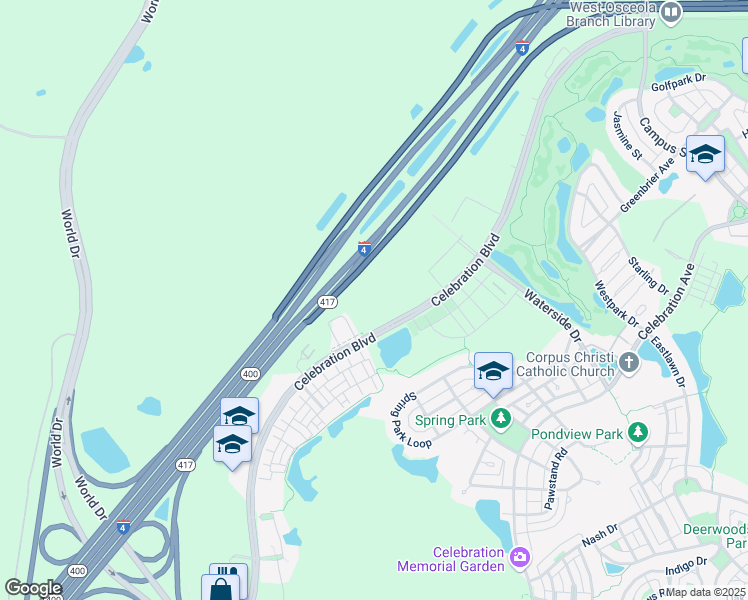 map of restaurants, bars, coffee shops, grocery stores, and more near 1370 Celebration Boulevard in Kissimmee