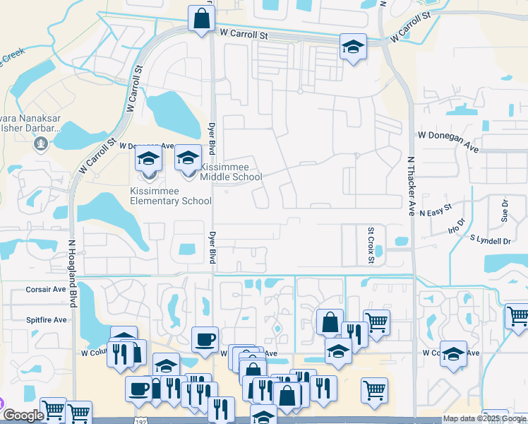 map of restaurants, bars, coffee shops, grocery stores, and more near 2424 Chateau Loop in Kissimmee