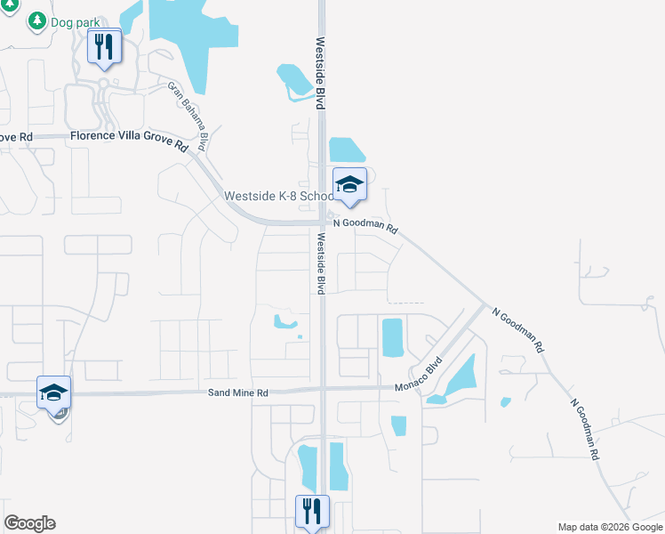 map of restaurants, bars, coffee shops, grocery stores, and more near 2420 Dubai Street in Kissimmee