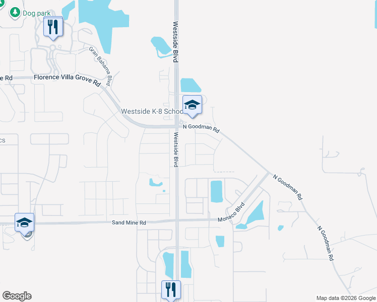 map of restaurants, bars, coffee shops, grocery stores, and more near 2420 Dubai Street in Kissimmee