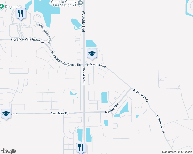map of restaurants, bars, coffee shops, grocery stores, and more near 8933 Prague Way in Kissimmee