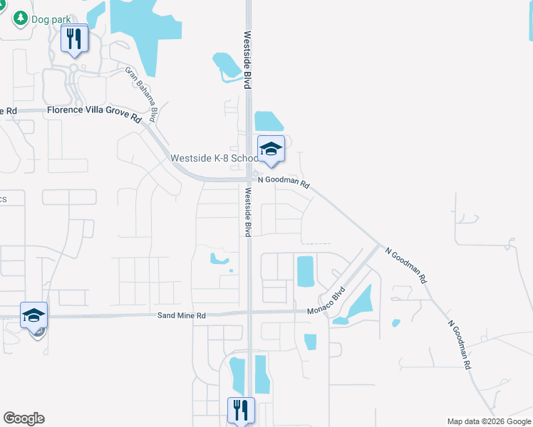 map of restaurants, bars, coffee shops, grocery stores, and more near 2420 Dubai Street in Kissimmee