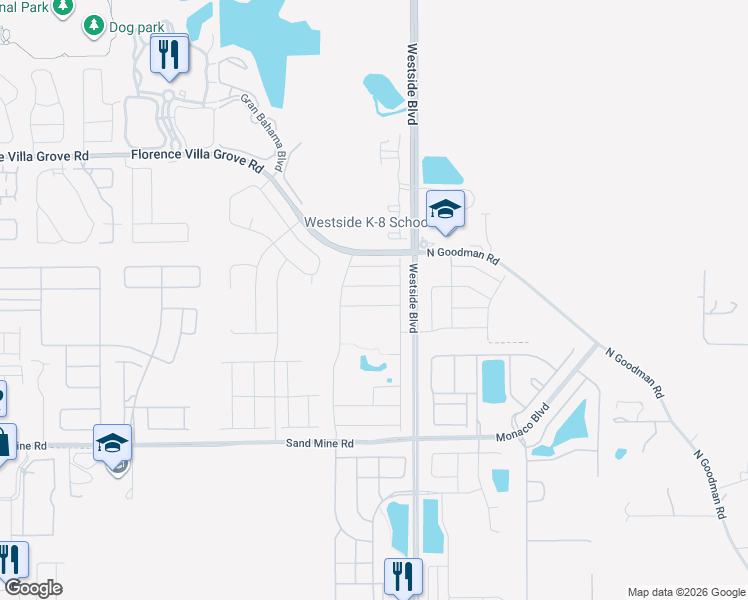map of restaurants, bars, coffee shops, grocery stores, and more near 9037 Tuscan Cypress Street in Davenport