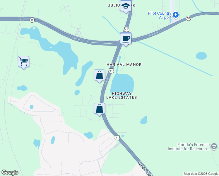 map of restaurants, bars, coffee shops, grocery stores, and more near 10836 Land O' Lakes Boulevard in Land O' Lakes