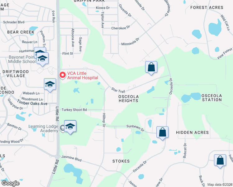 map of restaurants, bars, coffee shops, grocery stores, and more near 10909 Candy Lane in New Port Richey