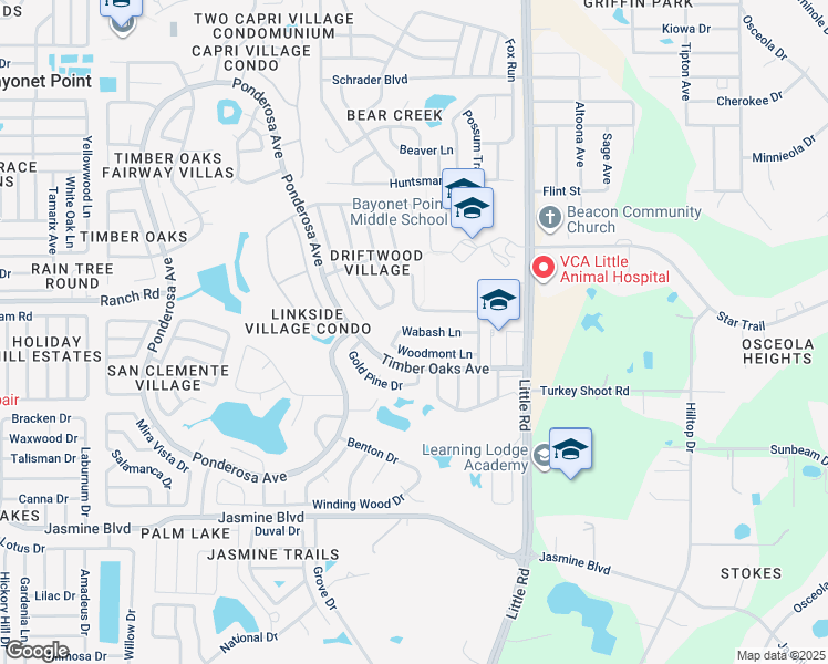 map of restaurants, bars, coffee shops, grocery stores, and more near 8725 Wabash Lane in Port Richey