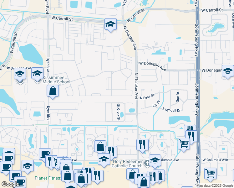 map of restaurants, bars, coffee shops, grocery stores, and more near 2471 Avian Loop in Kissimmee