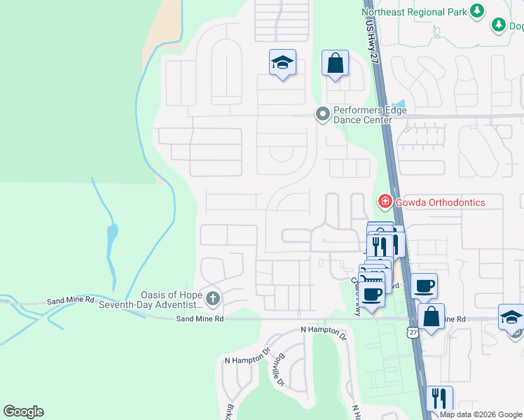 map of restaurants, bars, coffee shops, grocery stores, and more near 2346 Calabria Avenue in Davenport