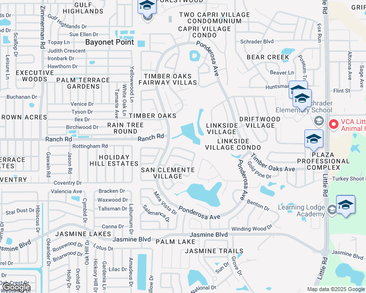 map of restaurants, bars, coffee shops, grocery stores, and more near 8221 Palencia Drive in Port Richey