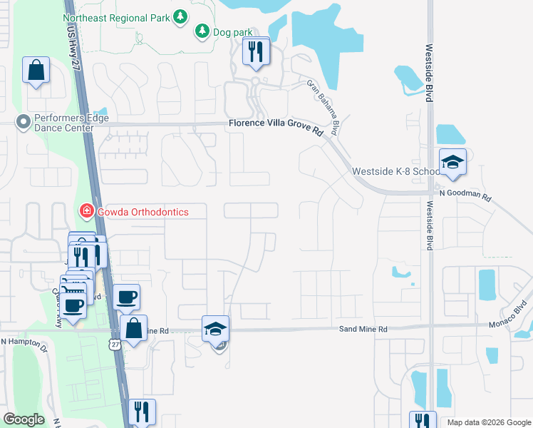 map of restaurants, bars, coffee shops, grocery stores, and more near Vista Pass in Davenport
