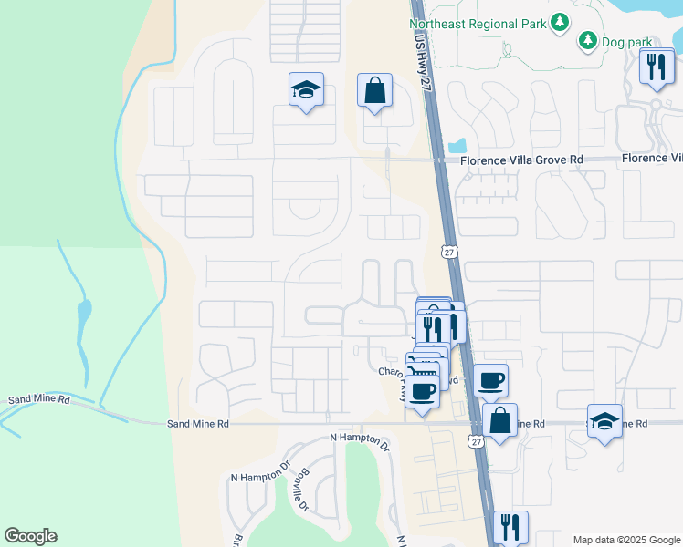 map of restaurants, bars, coffee shops, grocery stores, and more near 473 Cornwallis Drive in Davenport
