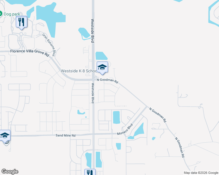 map of restaurants, bars, coffee shops, grocery stores, and more near 8953 Zurich Lane in Four Corners