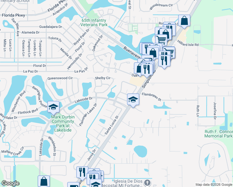 map of restaurants, bars, coffee shops, grocery stores, and more near 2494 Shelby Circle in Kissimmee