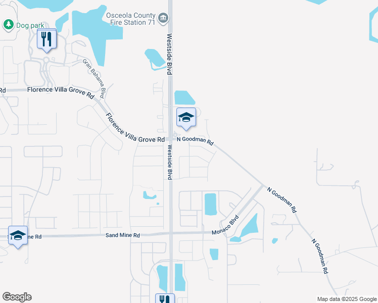map of restaurants, bars, coffee shops, grocery stores, and more near 8953 Zurich Lane in Four Corners