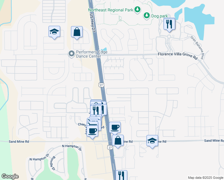 map of restaurants, bars, coffee shops, grocery stores, and more near 641 Tuscan Hills Boulevard in Davenport