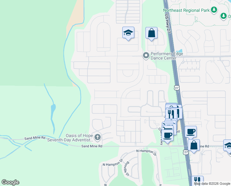 map of restaurants, bars, coffee shops, grocery stores, and more near 602 Highgate Park Boulevard in Davenport