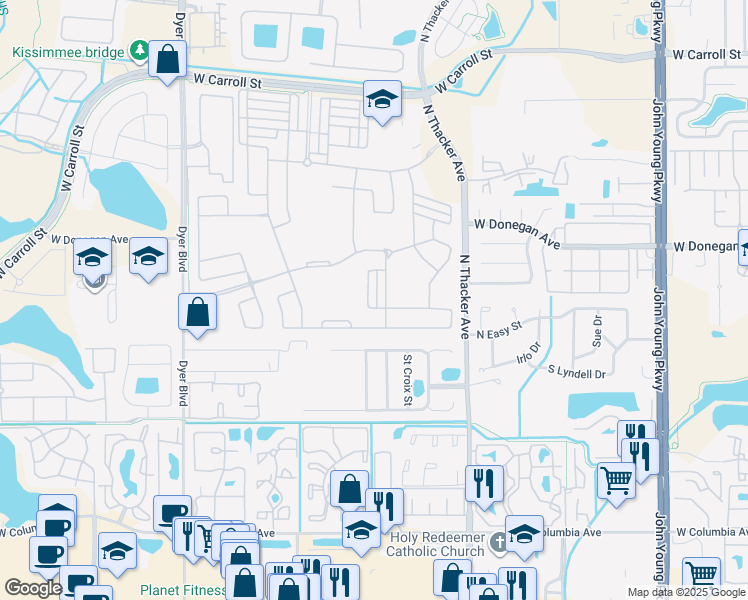 map of restaurants, bars, coffee shops, grocery stores, and more near 2445 Varenna Loop in Kissimmee