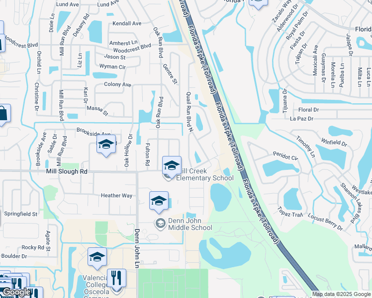map of restaurants, bars, coffee shops, grocery stores, and more near 2450 Quail Hollow Avenue in Kissimmee