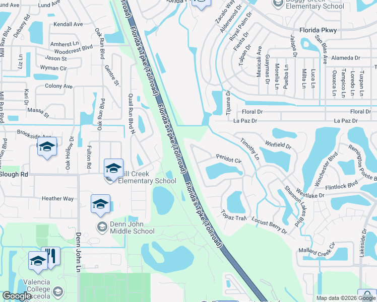 map of restaurants, bars, coffee shops, grocery stores, and more near 2429 Marcasite Loop in Kissimmee