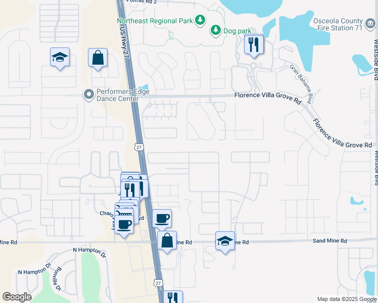 map of restaurants, bars, coffee shops, grocery stores, and more near 227 Margate Drive in Davenport