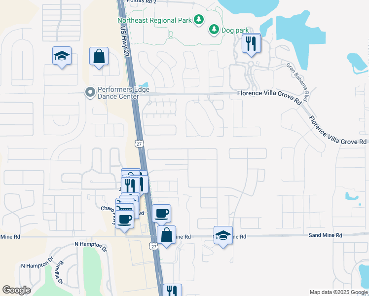map of restaurants, bars, coffee shops, grocery stores, and more near 227 Margate Drive in Davenport