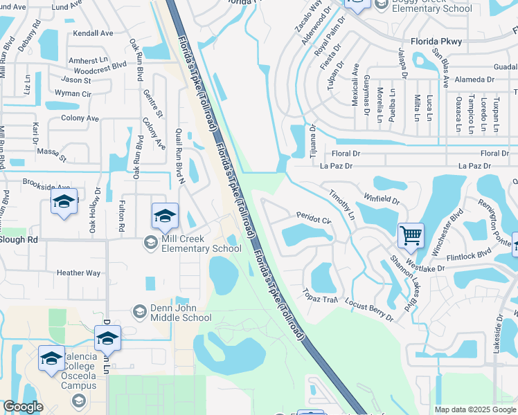 map of restaurants, bars, coffee shops, grocery stores, and more near 2429 Marcasite Loop in Kissimmee