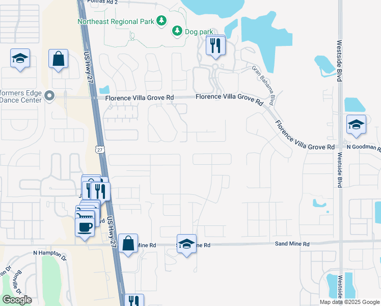 map of restaurants, bars, coffee shops, grocery stores, and more near 2260 Lelani Cir in Davenport