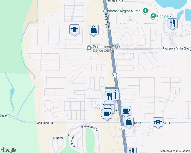 map of restaurants, bars, coffee shops, grocery stores, and more near 535 Cornwallis Drive in Davenport