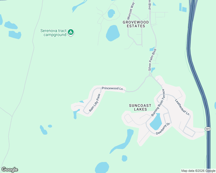 map of restaurants, bars, coffee shops, grocery stores, and more near 15117 Princewood Lane in Land O' Lakes