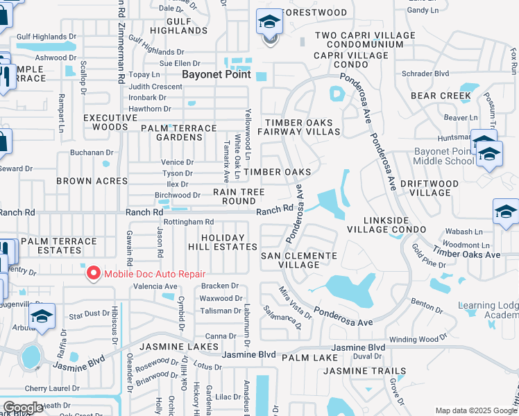 map of restaurants, bars, coffee shops, grocery stores, and more near 7935 Ranch Road in Port Richey