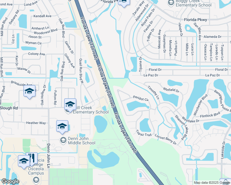 map of restaurants, bars, coffee shops, grocery stores, and more near 2429 Marcasite Loop in Kissimmee