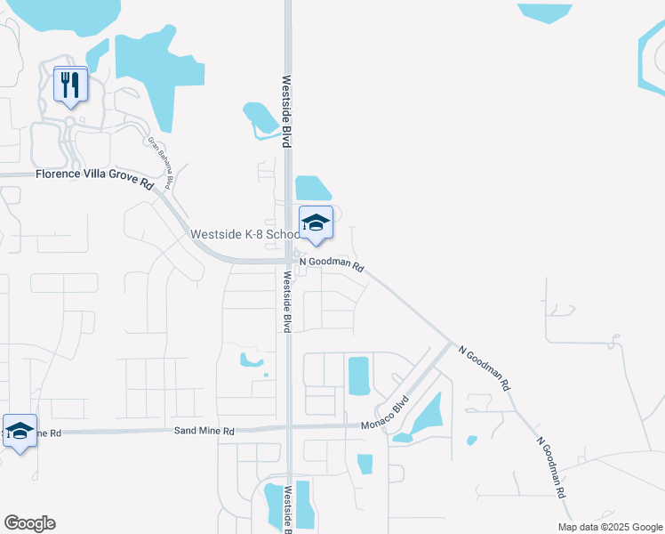 map of restaurants, bars, coffee shops, grocery stores, and more near 8953 Zurich Lane in Four Corners
