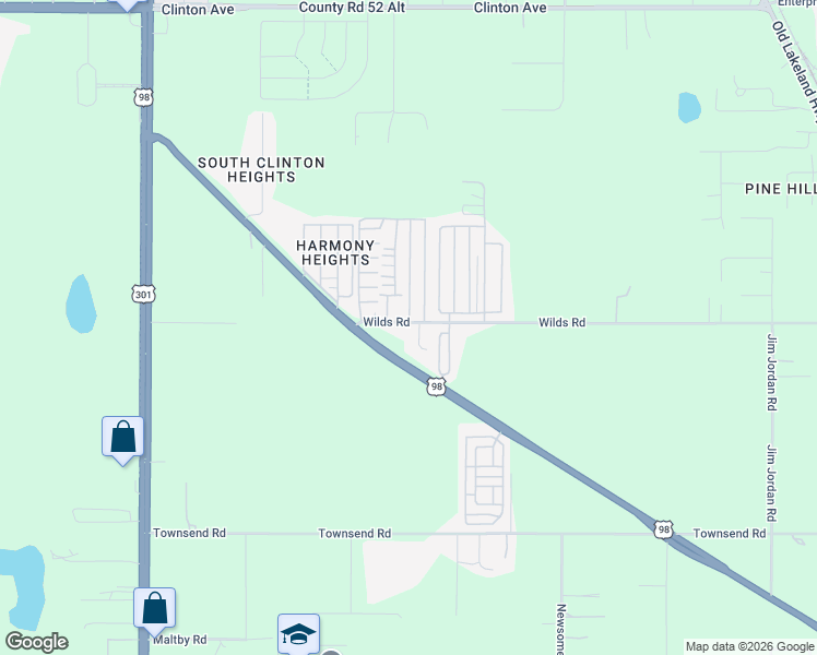 map of restaurants, bars, coffee shops, grocery stores, and more near 38620 Wilds Road in Dade City