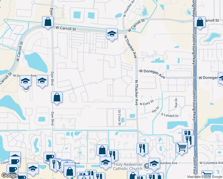 map of restaurants, bars, coffee shops, grocery stores, and more near 2471 Avian Loop in Kissimmee