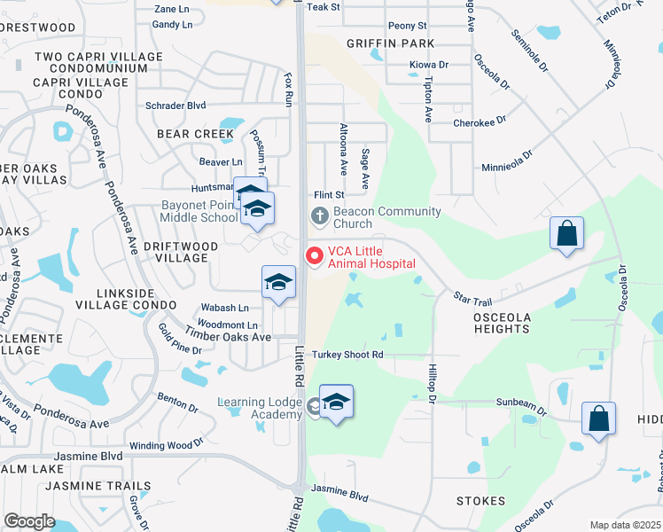 map of restaurants, bars, coffee shops, grocery stores, and more near 11004 Little Road in New Port Richey