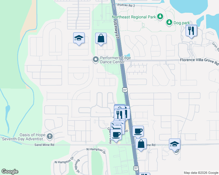 map of restaurants, bars, coffee shops, grocery stores, and more near 344 Burgoyne Loop in Davenport