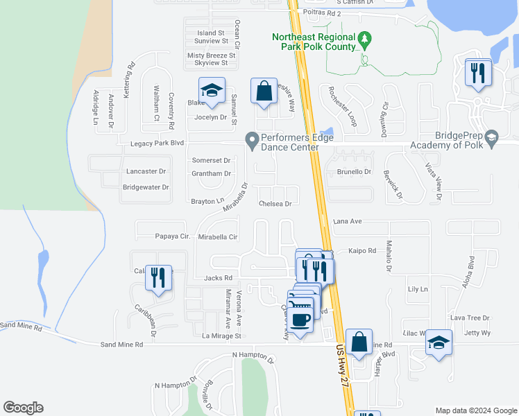 map of restaurants, bars, coffee shops, grocery stores, and more near 1438 Chelsea Drive in Davenport