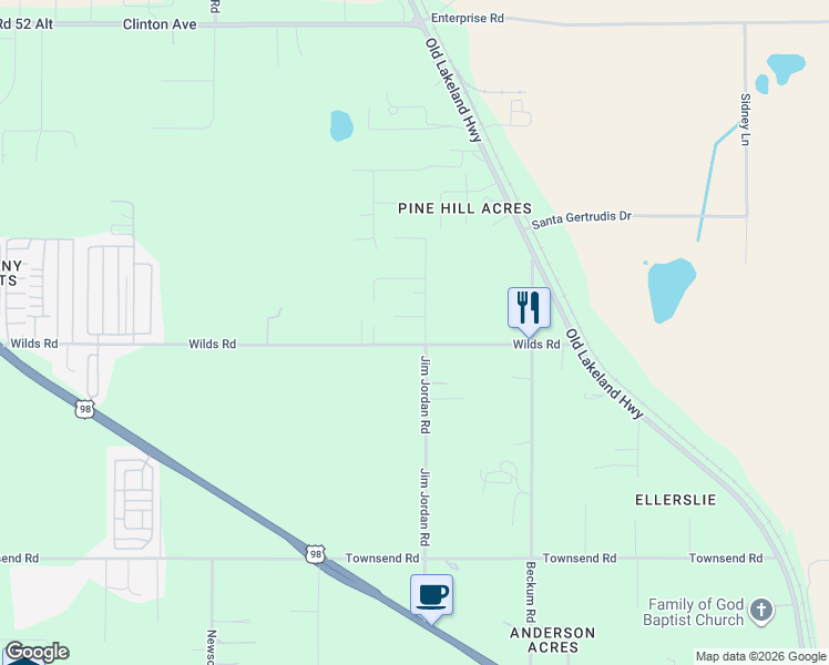 map of restaurants, bars, coffee shops, grocery stores, and more near 11041 Jim Jordan Road in Dade City