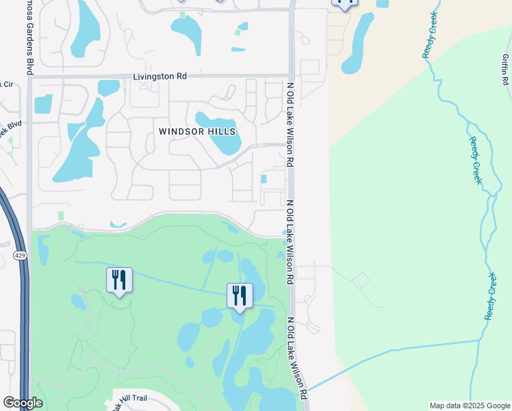map of restaurants, bars, coffee shops, grocery stores, and more near 2505 Maneshaw Lane in Kissimmee