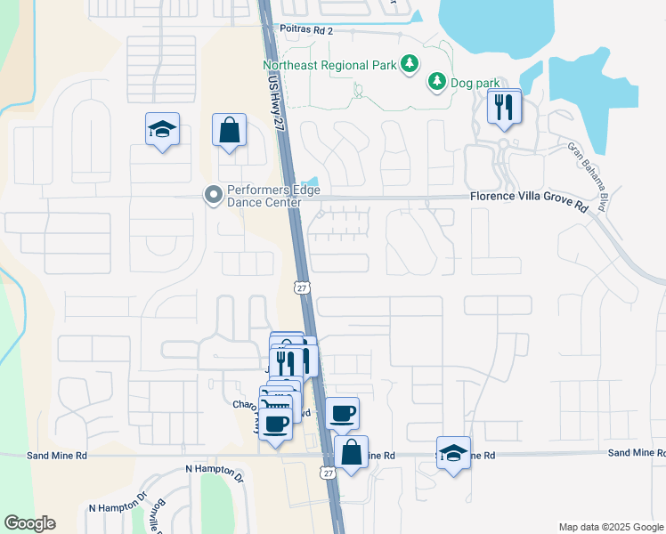 map of restaurants, bars, coffee shops, grocery stores, and more near 650 Tuscan Hills Boulevard in Davenport