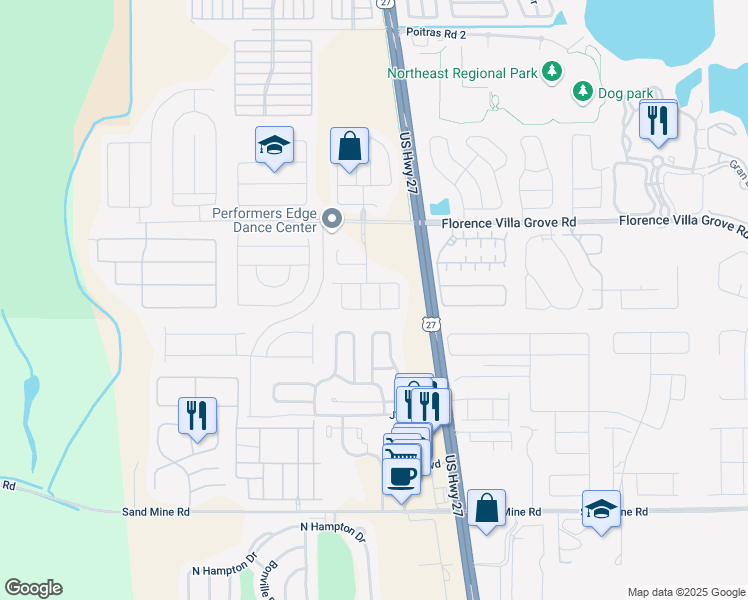 map of restaurants, bars, coffee shops, grocery stores, and more near 219 Weymouth Drive in Davenport