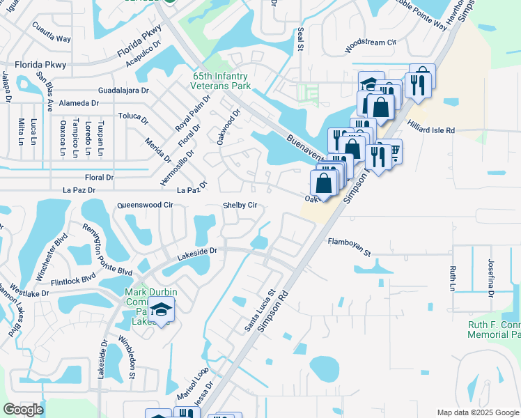 map of restaurants, bars, coffee shops, grocery stores, and more near 2468 Shelby Circle in Kissimmee