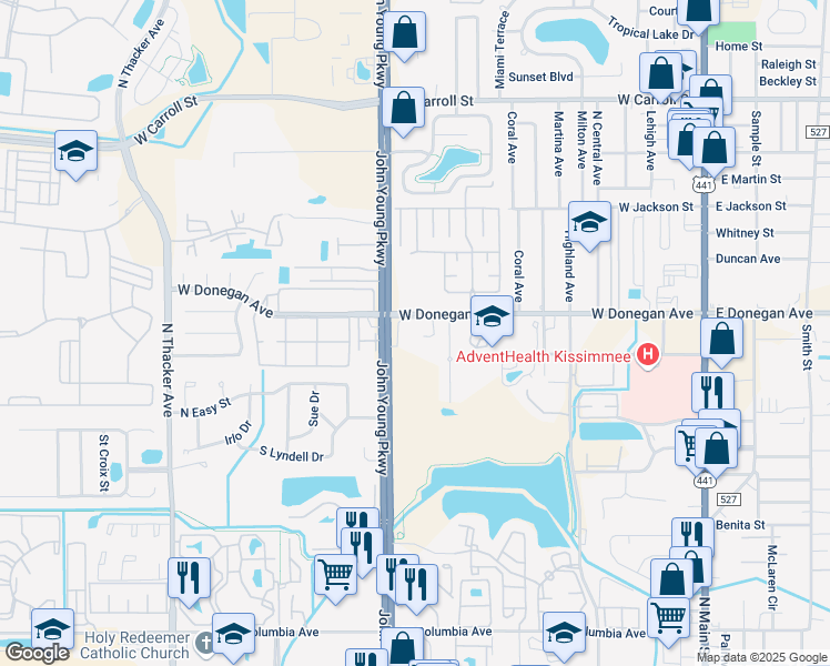 map of restaurants, bars, coffee shops, grocery stores, and more near in Osceola County