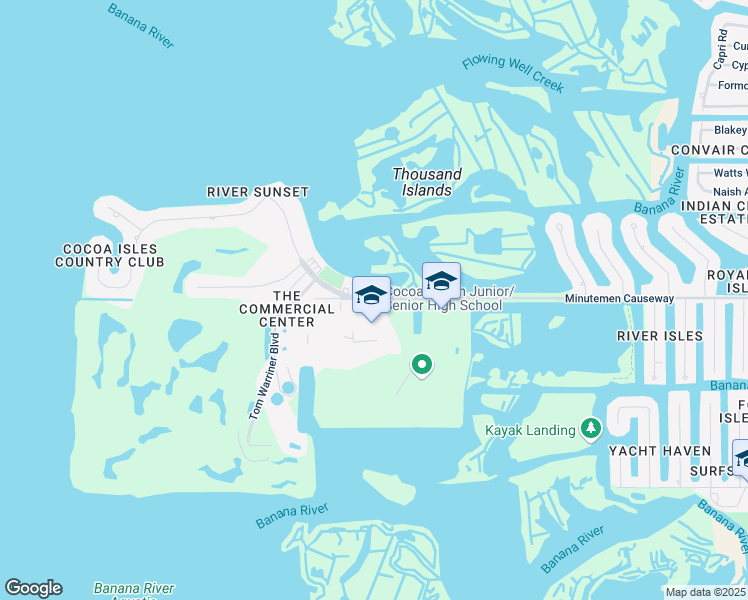 map of restaurants, bars, coffee shops, grocery stores, and more near 1500 Minutemen Causeway in Cocoa Beach